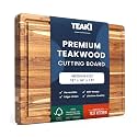 Teakhaus Edge-Grain Teak Wood Cutting Board with Juice Groove, Medium