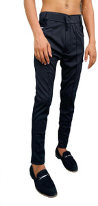 Teakrs Skinny Fit Men Black Trousers