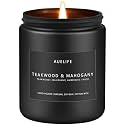 Teakwood &amp; Mahogany Candle | Masculine Candles for Men, Gifts for Men - Soy Candle for Home Scented - Scented Candles for Home, Aromatherapy Gifts Long Lasting Burn Time - 7oz Black Jar