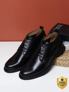 Teakwood Leathers Men Black Solid Leather Mid