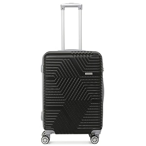 teakwood leathers_ unisex black textured hard-sided large trolley bag