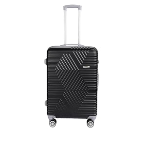 teakwood leathers_ unisex black textured hard-sided medium trolley bag