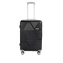 TEAKWOOD LEATHERS_ Unisex Black Textured Hard-Sided Medium Trolley Bag