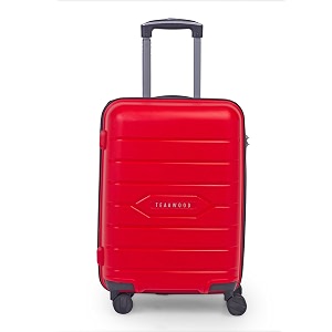 teakwood leathers_ unisex vibes_red textured hard-sided cabin trolley bag