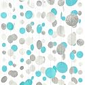 Teal Blue Silver White Party Polka Dot Garland Banner Aqua Turquoise Glitter Silver White Hanging Paper Circle Dots Streamer for Birthday Wedding Bridal Shower Party Decorations Supplies