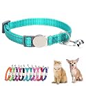 Teal Cat Collar with Bell Breakaway Boy Kitten Collar with Bells