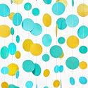 Teal Gold Party Polka Dot Garland Banner Aqua Turquoise Glitter Gold Hanging Paper Circle Dots Streamer for Birthday Wedding Shower Engagement Bridal Shower Retirement Party Decorations Supplies