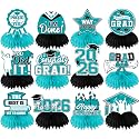 Teal Graduation Decorations Class Of 2026 Honeycomb Centerpieces, 12Pcs Class of 2026 Graduation Centerpieces for Tables Teal Congrats Grad Graduation Table Decorations, Teal Graduations Table Toppers