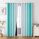 Teal and Grayish White Ombre Blackout Curtains for Living Room 84 Inch Long