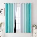 Teal and Grayish White Ombre Blackout Curtains for Living Room 63 Inch Long