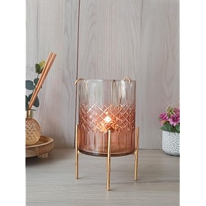 gold metal bird tree t-light candle holder 1 pc  decorative t-light stand for home dcor diwali amp festive table centerpiece  height 22 cm  base 10 x 10 cm
