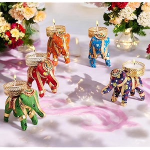 tealight candle holder for home decor  christmas candle holders  reindeer shadow tea light decoration festival decoration  decorative diya tealight candle elephant
