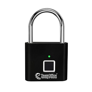 team office biometric fingerprint padlock  smart keyless fingerprint lock  durable black pad lock