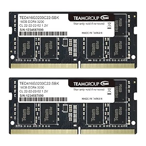 teamgroup elite ddr4 32gb kit 2 x 16gb 3200mhz pc4-25600 cl22 unbuffered non-ecc 12v sodimm 260-pin laptop notebook pc computer memory module ram upgrade - ted432g3200c22dc-s01