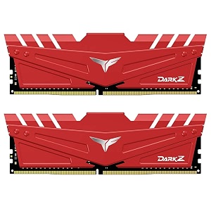 teamgroup t-force dark z ddr4 16gb kit 2 x 8gb 3600mhz pc4-28800 cl 18 288-pin sdram desktop gaming memory module ram - red - tdzrd416g3600hc18jdc01