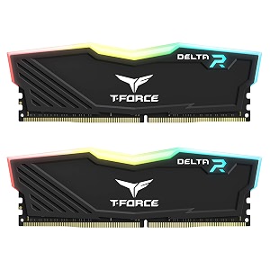 teamgroup t-force delta rgb ddr4 64gb 32gbx2 3200mhz pc4-25600 cl16 desktop gaming memory module ram tf3d464g3200hc16cdc01 - black