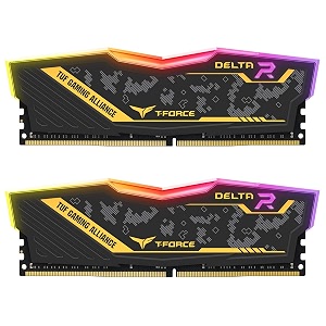 teamgroup t-force delta tuf 2x16gb 3200mhz 3200mts cl16 yellow 32gb ddr4 ram kit desktop gaming memory metal heatsink argb sync xmp 20 for intelamd cpu high performance low latency module