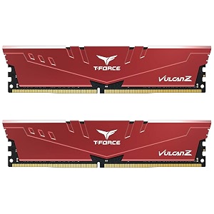 teamgroup t-force vulcan z ddr4 16gb kit 2 x 8gb 2666mhz pc4 21300 cl18 desktop memory module ram - red - tlzrd416g2666hc18hdc01
