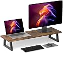 TEAMIX 31.5 inch Dual Monitor Stand Riser, TV Riser, Wood Desk Organizer