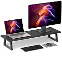 TEAMIX 31.5 inch Dual Monitor Stand Riser, TV Riser, Black Desk Organizer