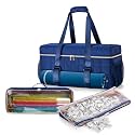 Teamoy 3 Pcs Mahjong Bag, American Mahjong Tile & Rack Set Bag, Dark Blue
