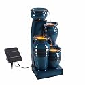 Teamson Home 28.74 in. 4-Tier Cascading Bowl Water Fountain, Blue