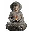 Teamson Home Buddha Zen Statue Water Fountain, Stone Gray