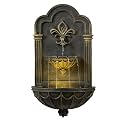 Teamson Home Fleur-de-lis Outdoor Water Fountain, Black & Gold