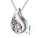 Teardrop Hourglass Urn Necklace for Ashes for Women Sterling Silver Cremation Jewelry Memorial Keepsake Urns Pendant Necklace for Urn Necklaces Ashes
