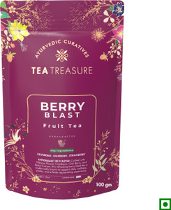 teatreasure berry blast tea - 100 gm - blend of strawberrygoji berryblueberrycranberry  other natural herbs and flowers tea pouch 100