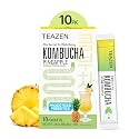 TEAZEN Sugar Free Kombucha | Premium Korean Instant Kombucha for Gut Health | Probiotics + Prebiotics | Low Calorie Fizzy Drink | 10 Individual Powdered Sachets | Makes 10 Servings | Non-Alcoholic | Pineapple