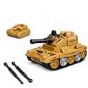 TEC TAVAKKAL Battle Breakers Toy Military Tank for Kids with Mini Tank Launcher, 360° Rotating Turret & Adjustable Cannon | Action Battle Toy Vehicle with Moving Wheels for Kids (Tan)