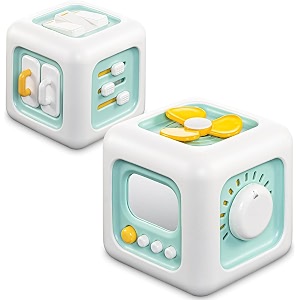 tec tavakkal montessori 6 in 1 baby sensory toys for kids - educational learning shape sorter activity stackable blocks - interactive fine motor skill development 1 peice green