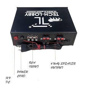 tech-lobby sterio sound amplifier with mic usbauxmicbluthoothav2rc-build in bluthooth with 4440 double ic amplifier perfect for home and outdoor function with mic for announcement