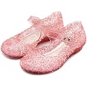 techcity Princess Girls Sandals Dress Up Dance Party Cosplay Jelly Shoes for Kids Toddler Mary Janes