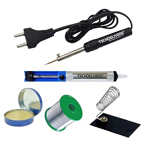 5in1 electric soldering iron kit with 8w welding stick  desolder pump  pasteflux  solder wire reel  iron stand for diycrafts