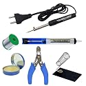 6in1 Electric Soldering Iron Kit with 8W Welding Stick | Desolder PUMP | Paste/Flux | Solder Wire Reel | Iron Stand | Wire Cutter/Stripper for DIY/Crafts