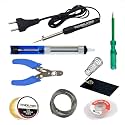 8 Watt Soldering Iron Kit All in One with Desolder PUMP, Cutter, Tester, Stand, Paste, Wire, Wick (Pointed Tip)