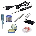 8in1 Basic 8W Soldering Iron Kit with Solder Wire Reel, Flux, Stand, Tester, Tweezer, Wick 8Watt Pointed Tip Iron