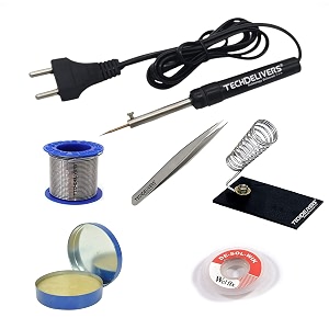 8w soldering iron kit with 5 meter solder wire flux stand tweezer wick 8watt pointed tip iron