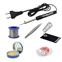 8w Soldering Iron Kit with 5 Meter Solder Wire, Flux, Stand, Tweezer, Wick 8Watt Pointed Tip Iron