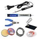 8Watt Solder Iron Kit with Desolder PUMP, Cutter, Stand, Paste, Wire, Wick (Pointed Tip)