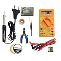 Digital Multimeter kit set with Solder Iron | Cutter | Stand | Desoldering Wick | Soldering Wire Reel | Soldering Paste | Tweezer 8Watt Pointed Tip Iron
