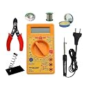 Digital Multimeter kit with Solder Iron | Cutter | Stand | Desoldering Wick | Soldering Wire Reel | Soldering Paste 8 Watt Pointed Tip Iron
