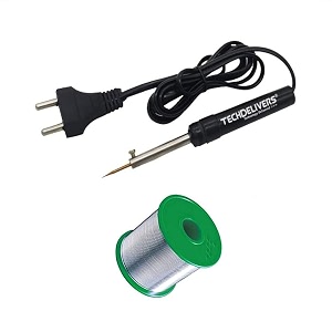 mini soldering iron 8w with solder wire reel pointed bit