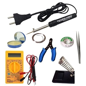 multimeter soldering kit combo  cutter  stand  desoldering wick  soldering wire  soldering paste  tweezer 8watt simple pointed tip