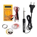 Soldering Iron Kit set with Multimeter | Soldering Wire | Paste | Desolder Wick | 8 W Solder Iron (Pointed Tip)