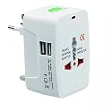Dual USB Port All in One Universal World Travel Adapter/Adaptor Surge Protector Charger Plug with Dual USB Port 125V 6A, 250V for USA Europe United Kingdom Australia China Japan