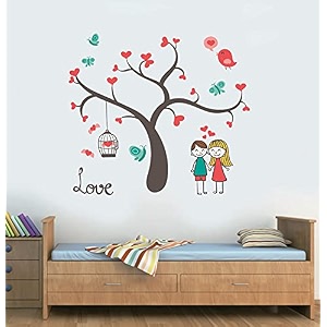 animated couple tree wall sticker for decorative wall sticker for living room bed room kide room