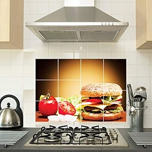 burger kitchen wall sticker peel amp stick heat resistant vinyl wall stickers for kitchen size - 45 cm x 65 cm